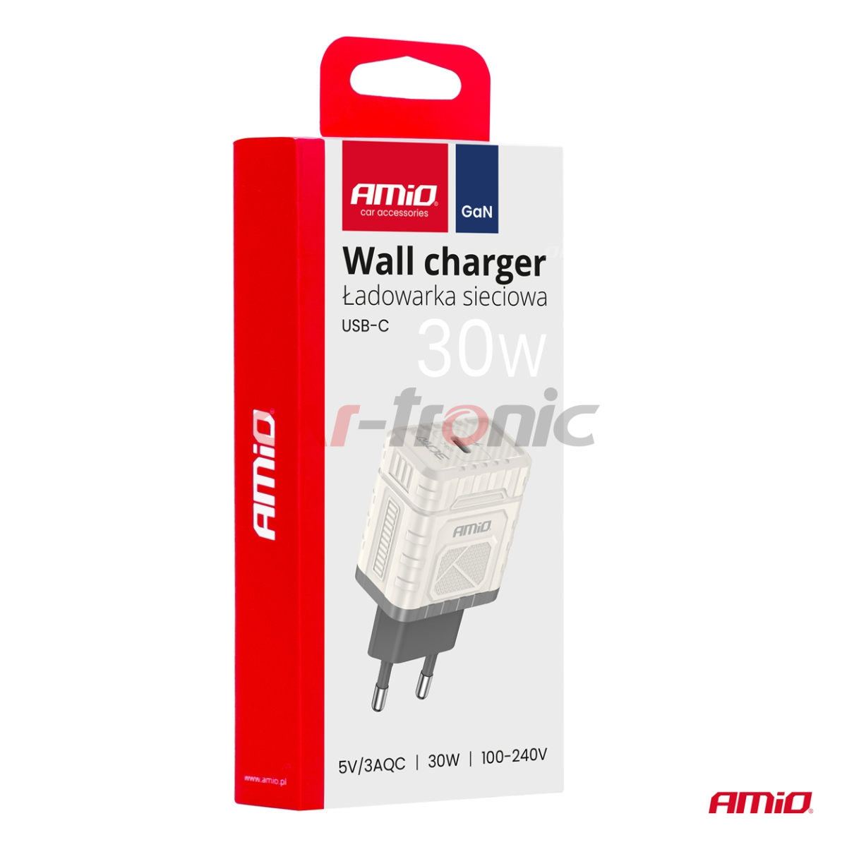 Ładowarka sieciowa Quick Charge GaN PD 30W USB-C AMIO-04285