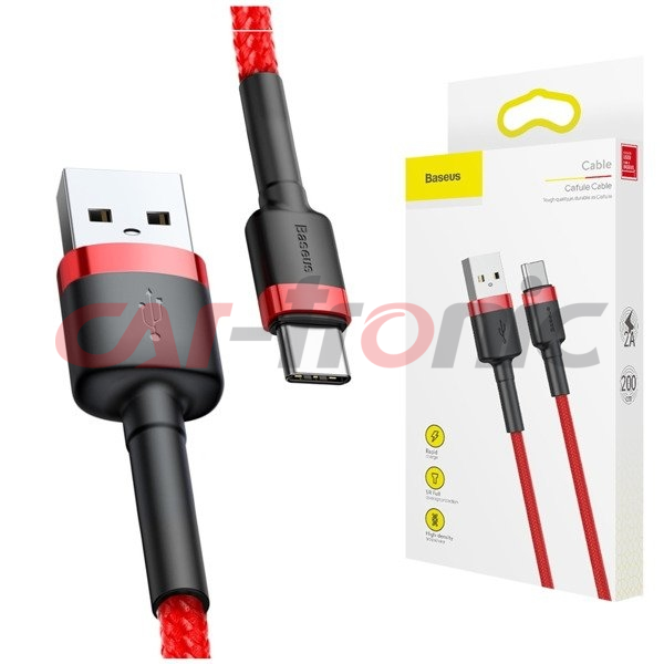 Kabel USB na USB-C Baseus Cafule 1.5A dł. 1m, czerwony