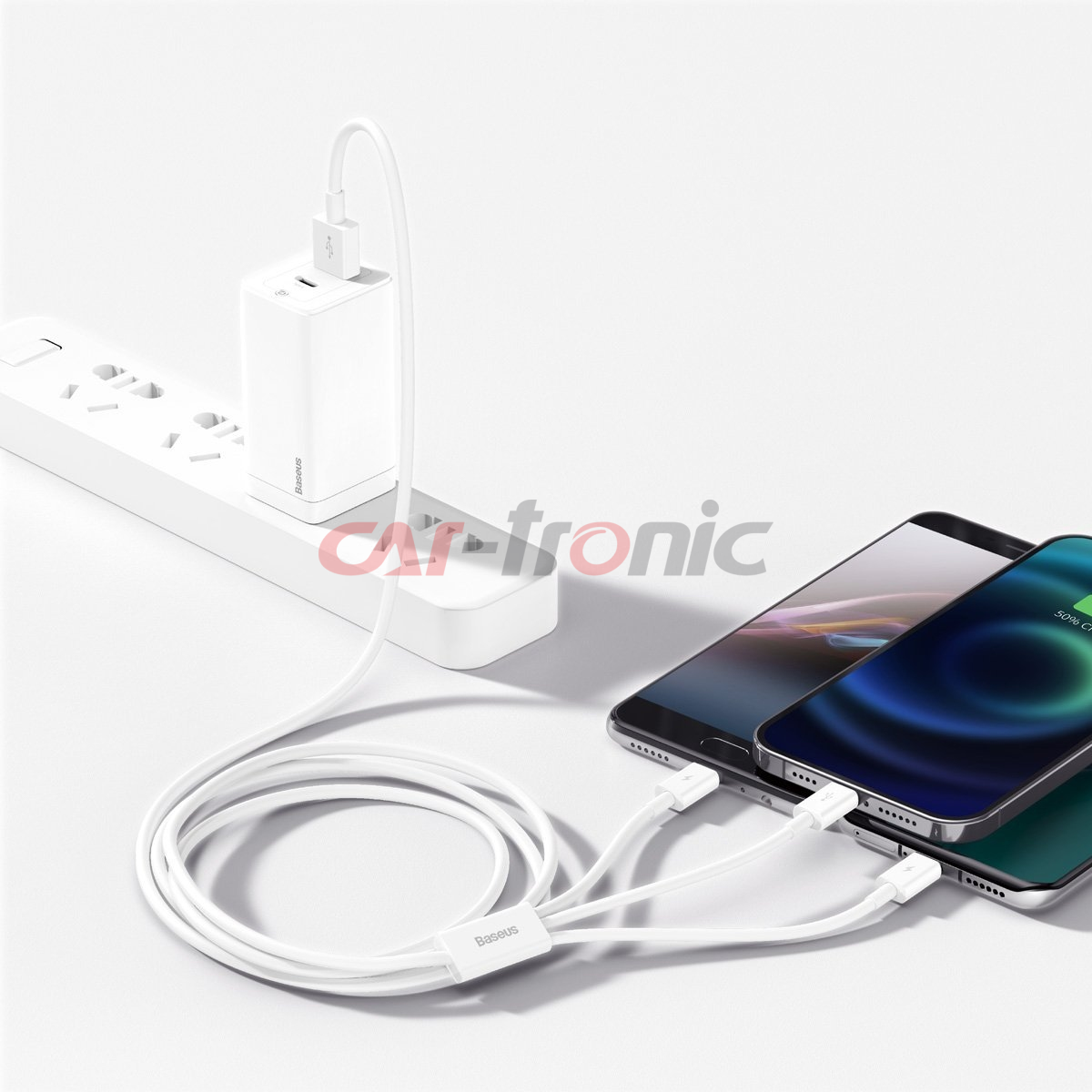 Kabel USB 3w1 Baseus Superior Series na Lightning, USB-C, micro USB 3.5A, 1.2m (biały)