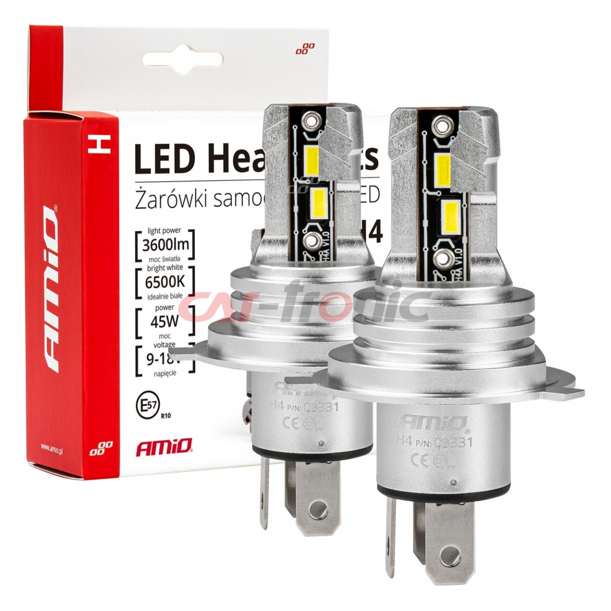 Żarówki samochodowe LED seria H-mini H4/H19 6500K Canbus AMIO-03331