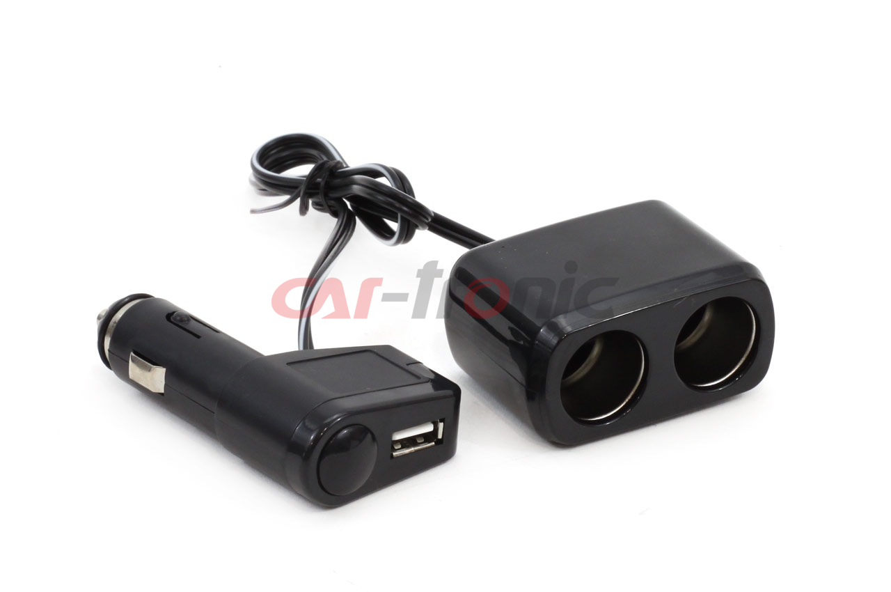 Rozgałęźnik rozgałęziacz zapalniczki SOC1 2+1 USB AMIO-01029