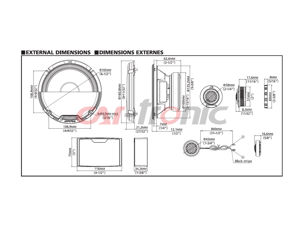 Głośniki samochodowe ALPINE R2-S652 2-drożne komponentowe 100W RMS 165mm