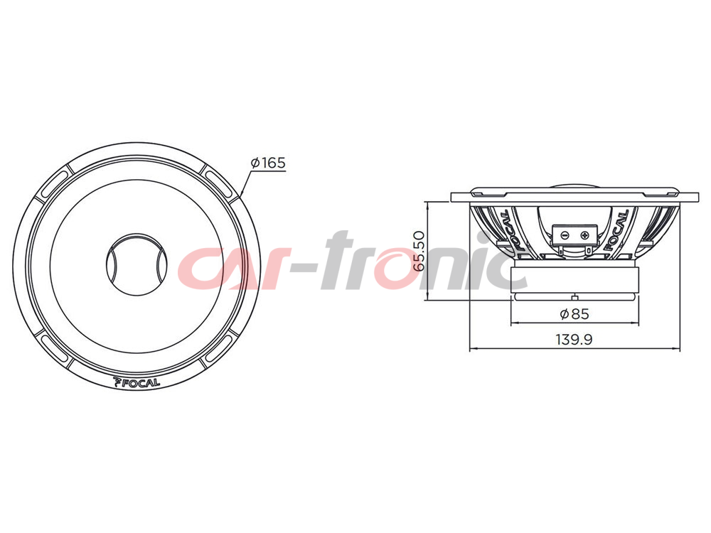 Głośniki samochodowe coaxialne dwudrożne FOCAL PC 165 LE 165 mm, 80W RMS