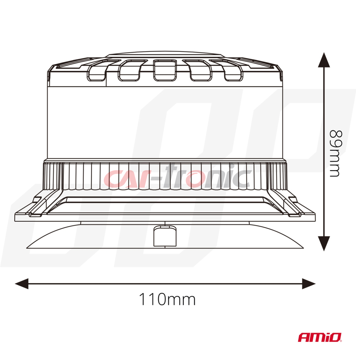 Lampa ostrzegawcza błyskowa kogut LED W28M 12V 24V AMIO-04105