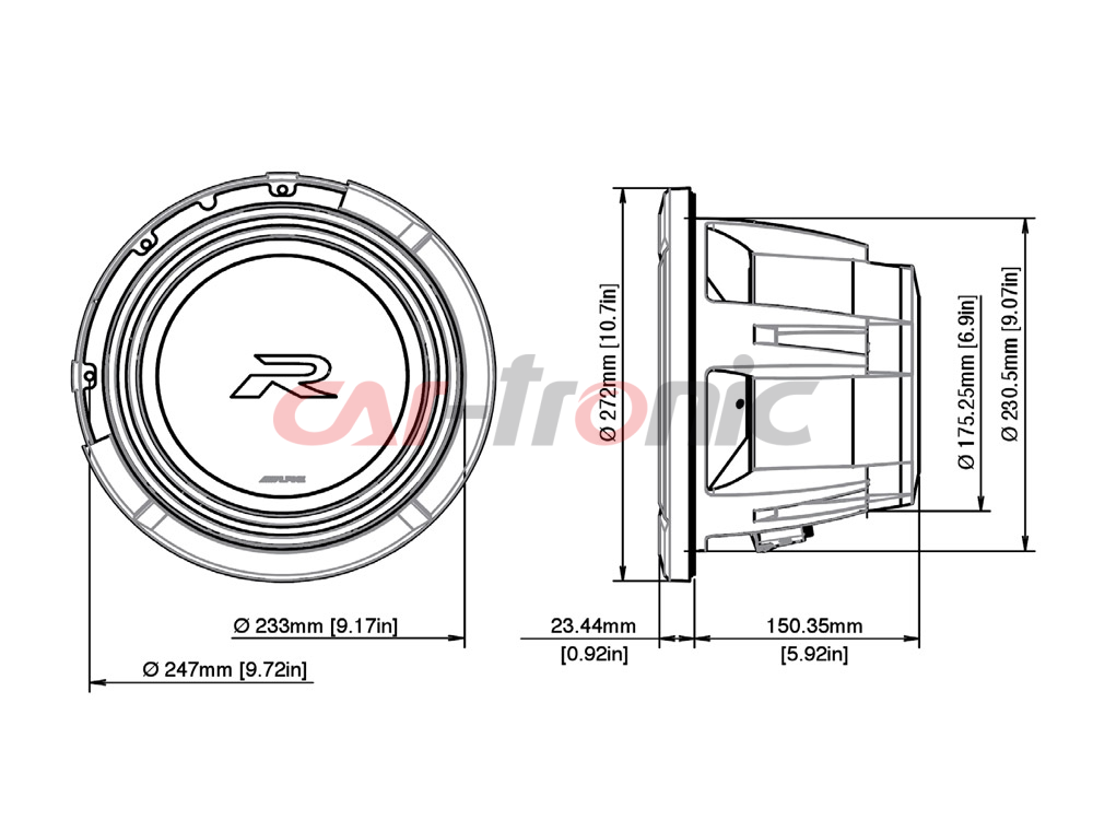 Głośnik niskotonowy ALPINE R2-W10D4 750W RMS 4 + 4 Ohm 25 cm