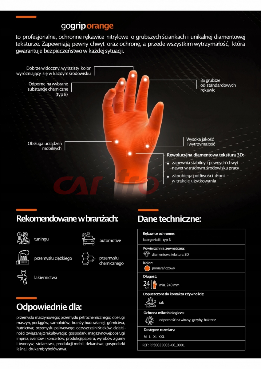 Rękawice nitrylowe pomarańczowe Mercator GoGrip Orange 50 sztuk rozmiar XL