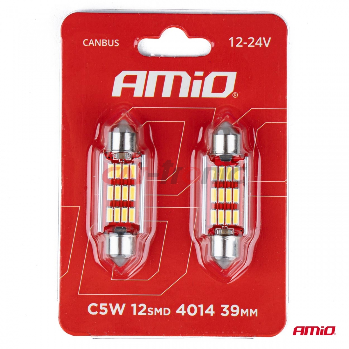 Żarówki LED CANBUS 4014 12SMD Festoon C5W C10W C3W 39mm White 12V 24V AMIO-01290