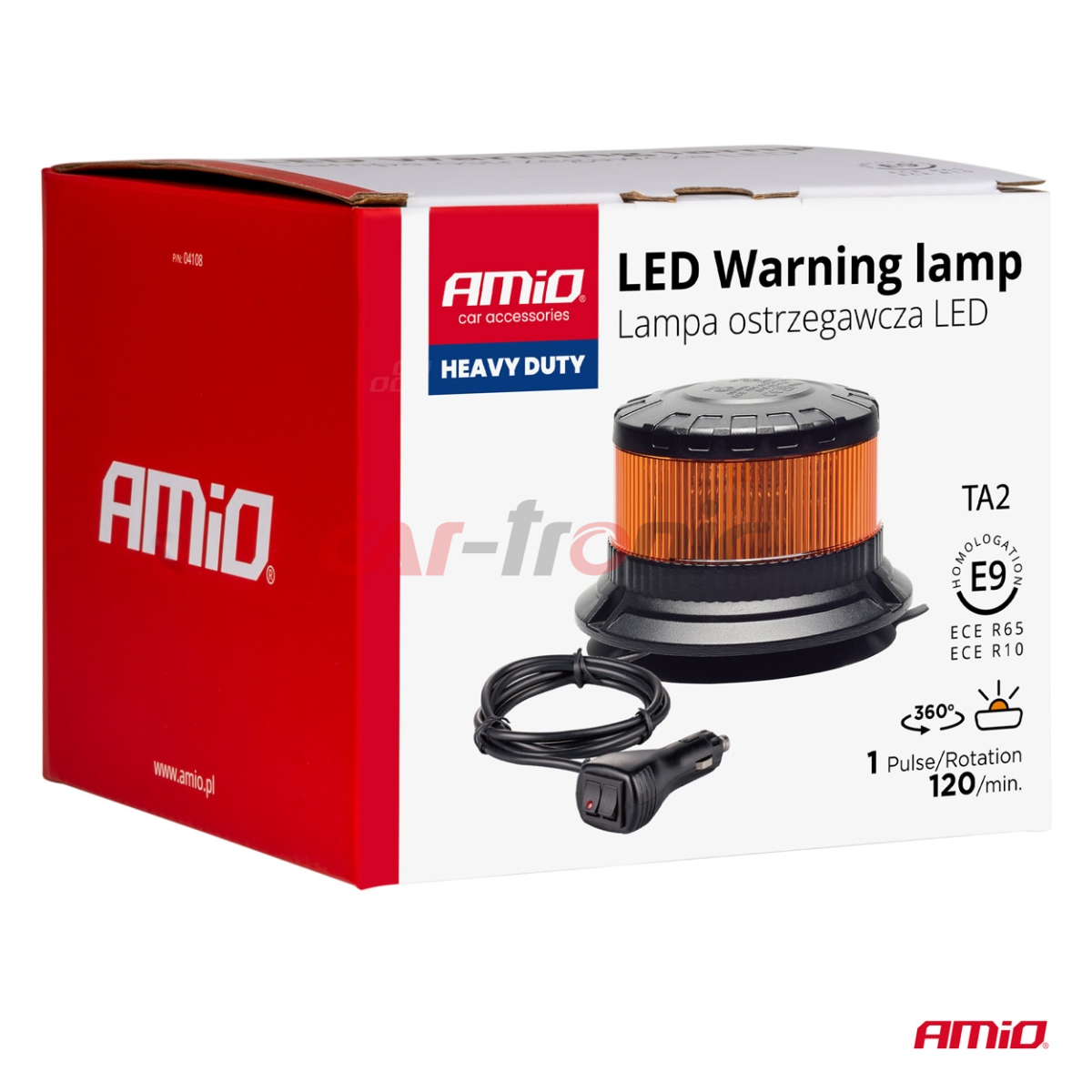 Lampa ostrzegawcza błyskowa kogut LED W28M 12V 24V AMIO-04105