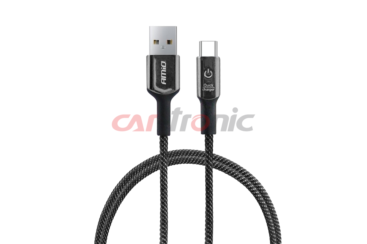 Kabel USB na USB-C z diodą LED 1m AMiO UC-9