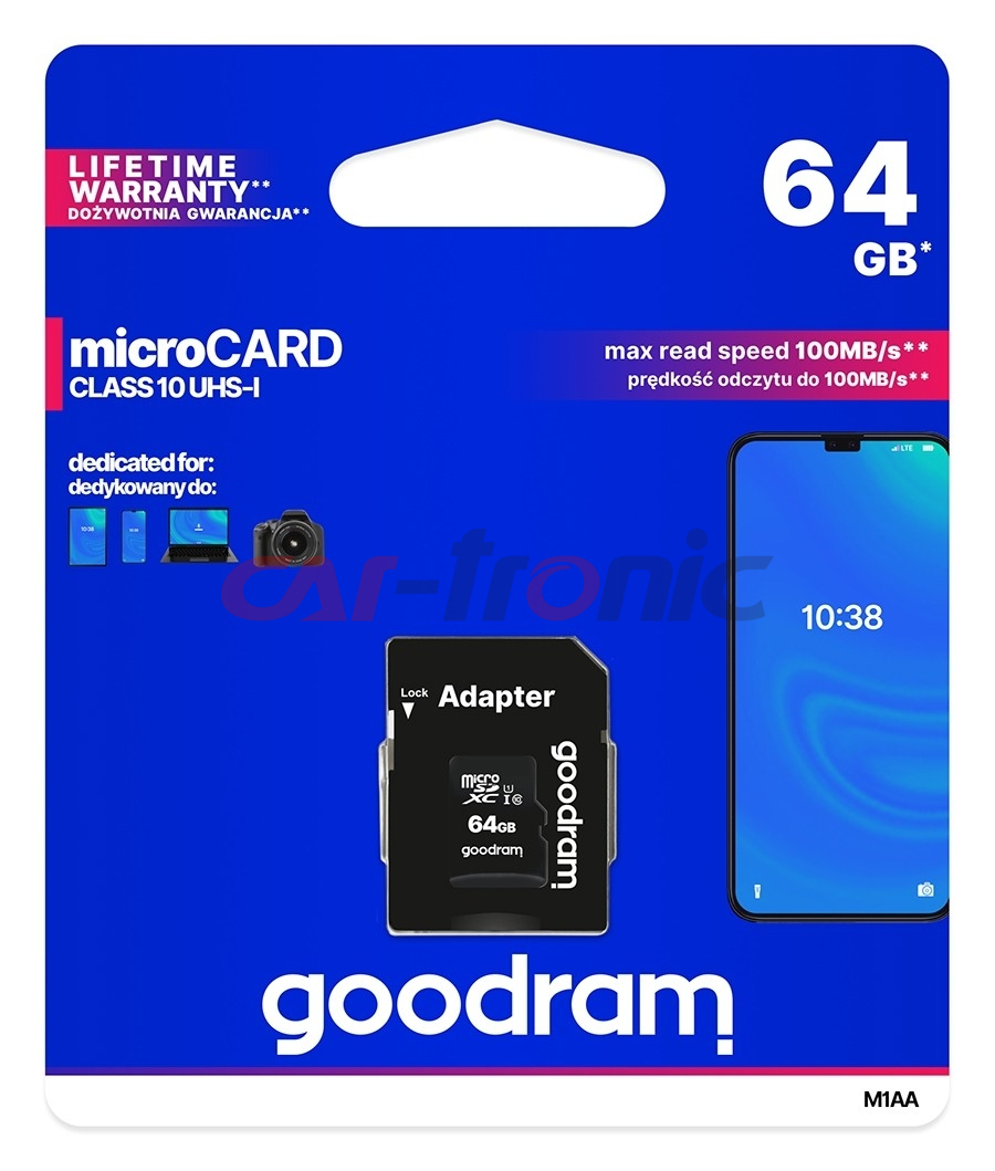 Karta micro-SD HC 64GB+ada.SD CL10 UHS-I