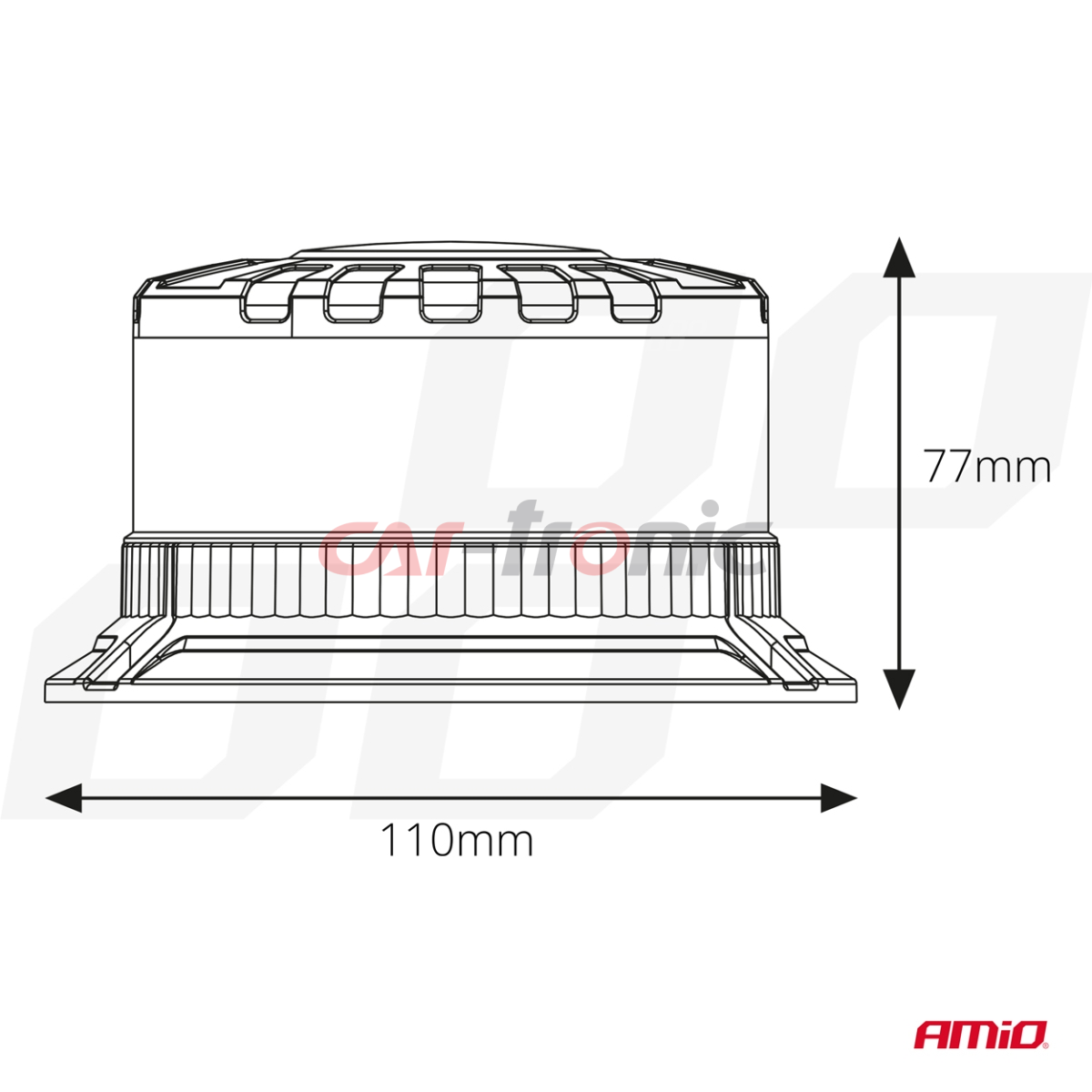 Lampa ostrzegawcza błyskowa kogut LED W28B 12V 24V AMIO-04106