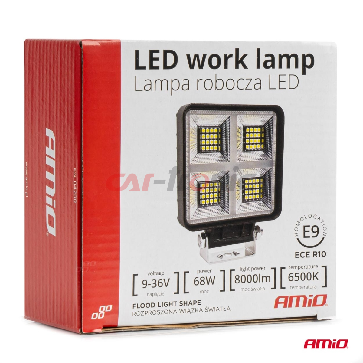 Lampa robocza szperacz LED AWL59 68W 6500K 8000lm 12V 24V AMIO-04200