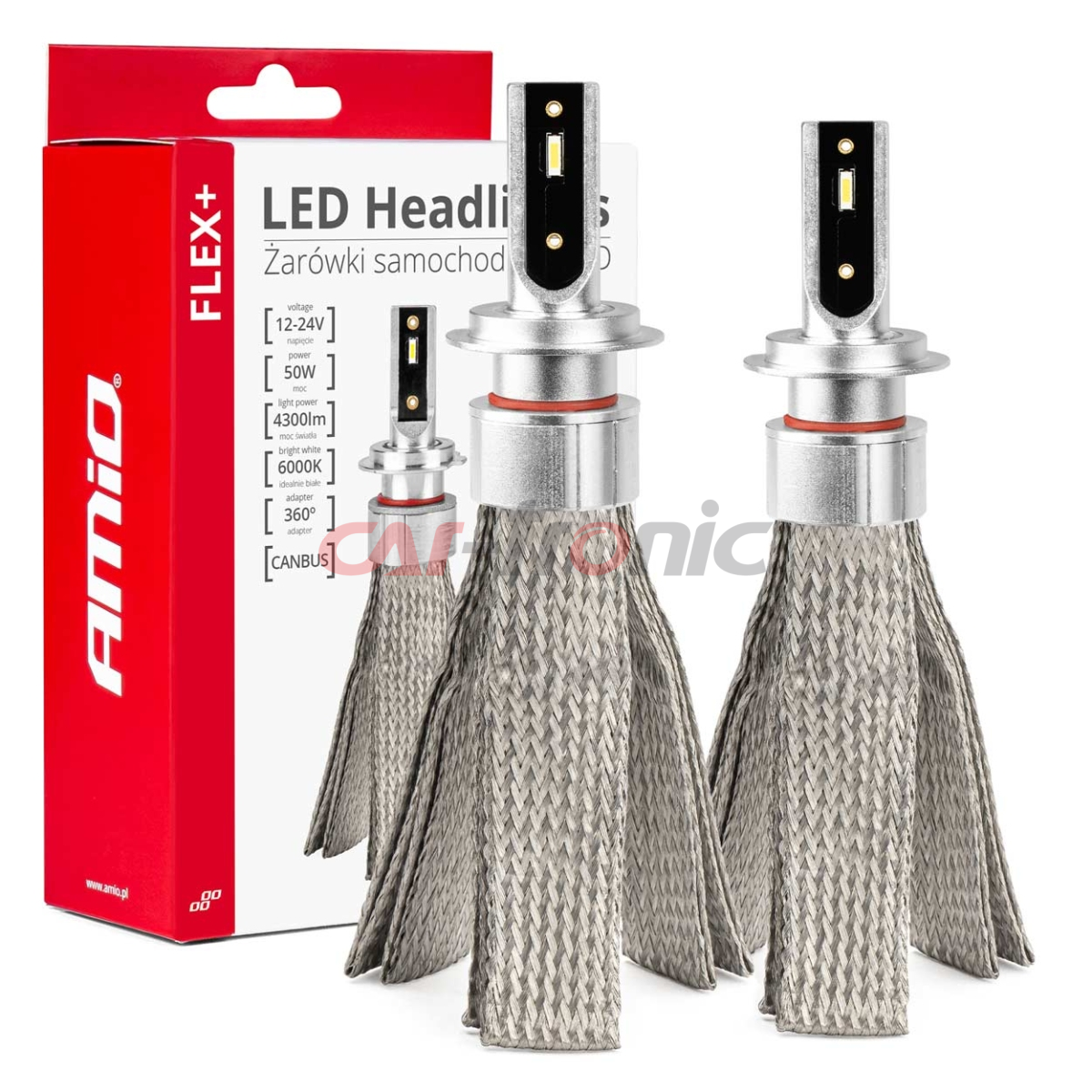 Żarówki samochodowe LED seria FLEX+ H7 H18 12V 24V 6000K Canbus AMIO-03659