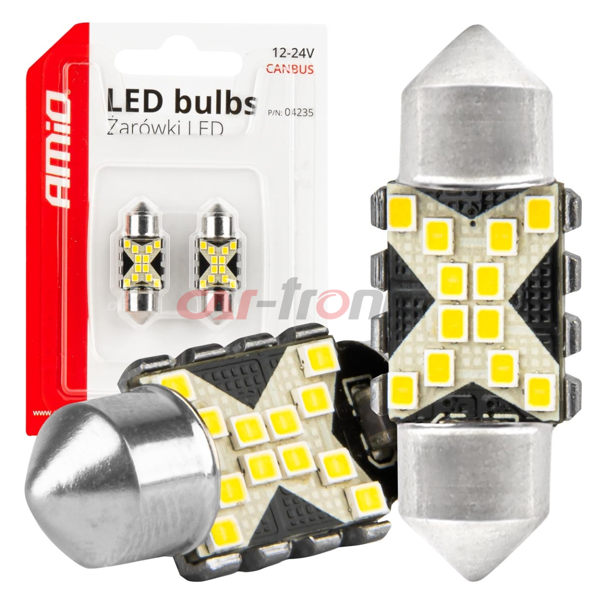 Żarówki LED CANBUS Festoon C5W 12SMD 2016 31mm White 12V 24V AMIO-04235