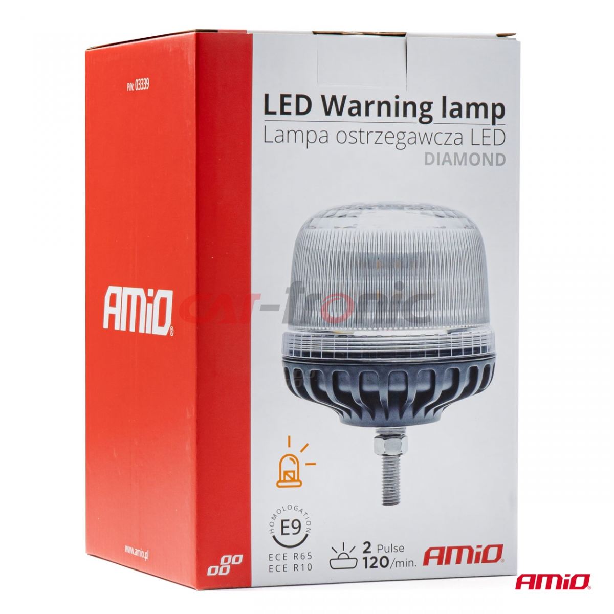 Lampa ostrzegawcza błyskowa kogut 24 LED W25SB 12V 24V AMIO-03339