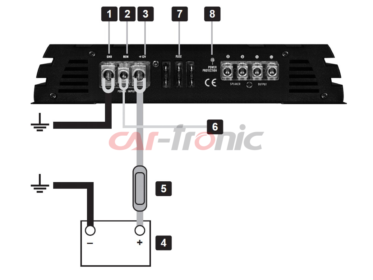 Crunch GPX2200.1D - wzmacniacz jednokanałowy, moc RMS 1x1100 Wat przy 1 Ohm