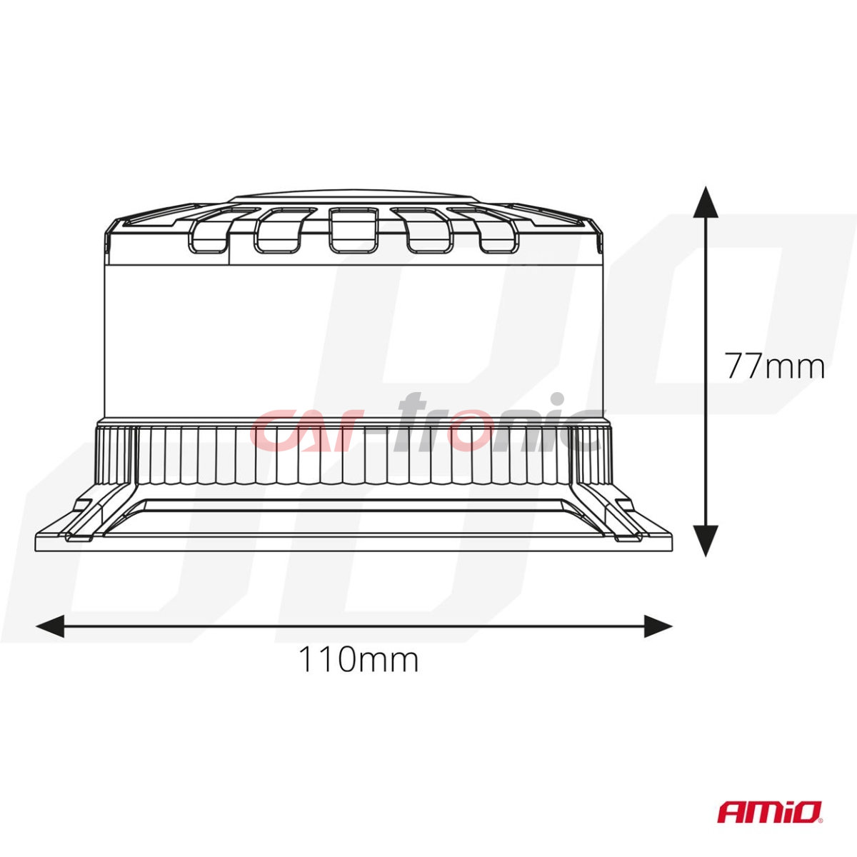 Lampa ostrzegawcza błyskowa kogut LED W28B 12V 24V AMIO-04109