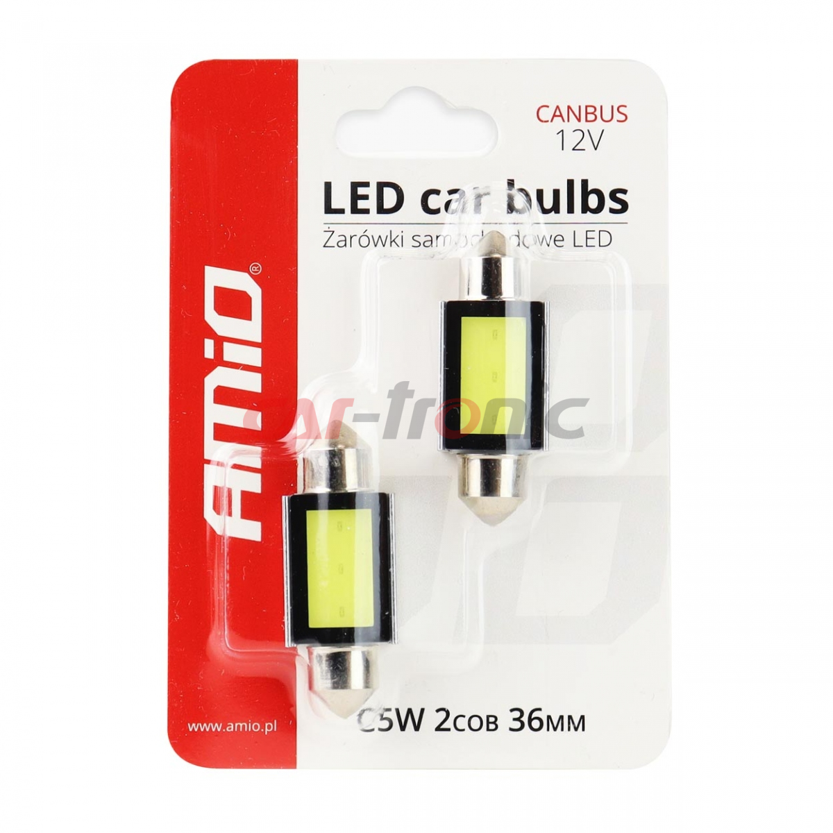 Żarówki LED CANBUS COB3 Festoon C5W C10W C3W 36mm White 12V AMIO-01639