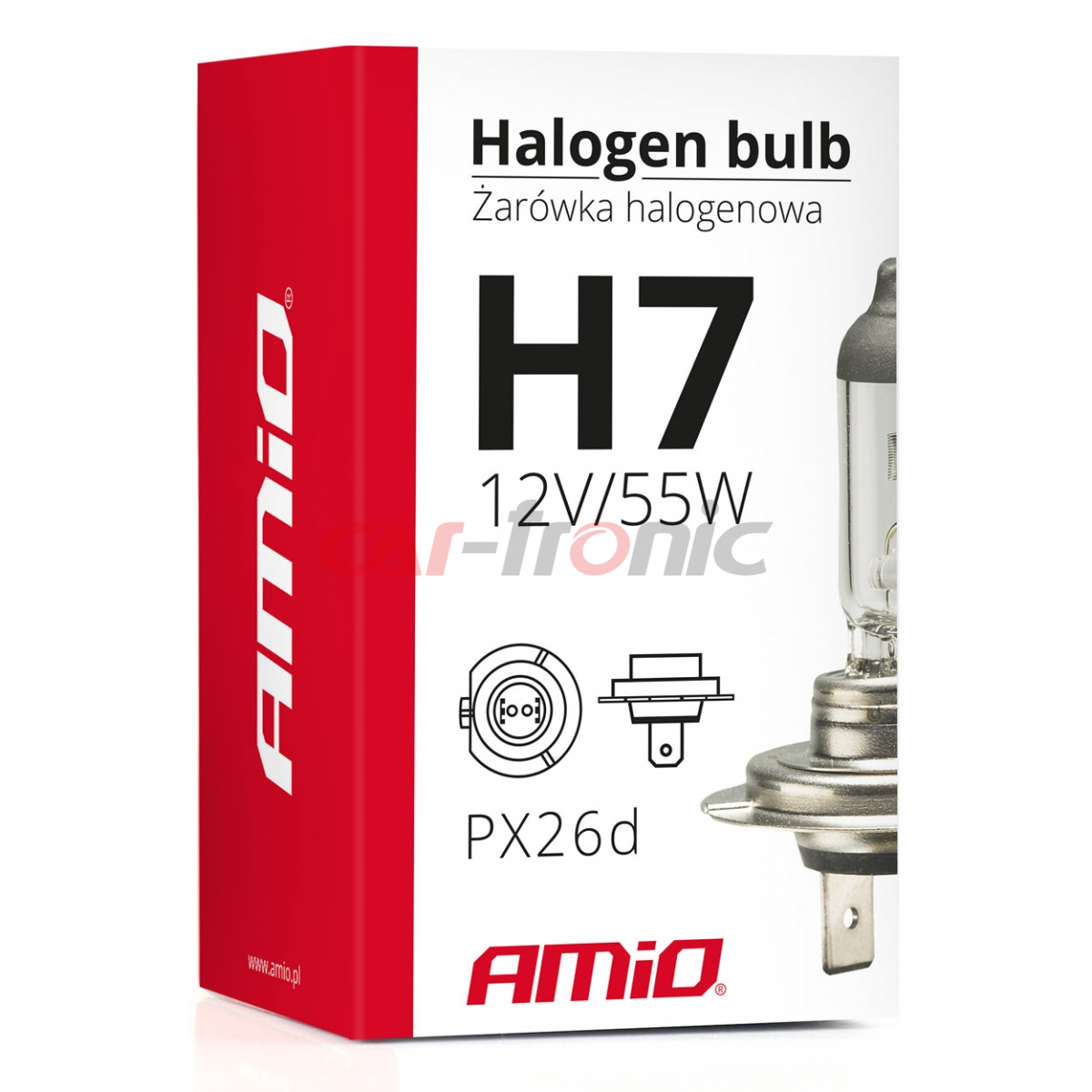 Żarówka halogenowa H7 12V 55W filtr UV (E8) AMIO-01156