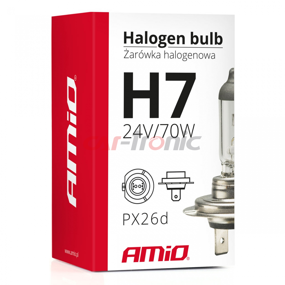 Żarówka halogenowa H7 24V 70W filtr UV (E8) AMIO-01252