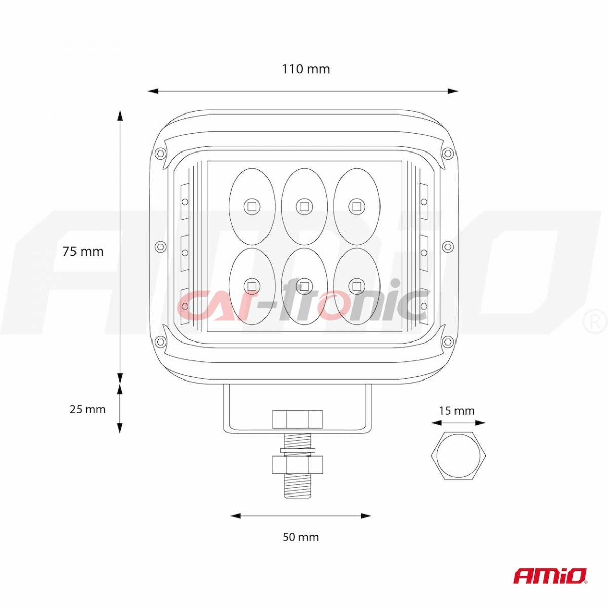 Lampa robocza halogen led szperacz AWL08 12V 24V AMIO-02422