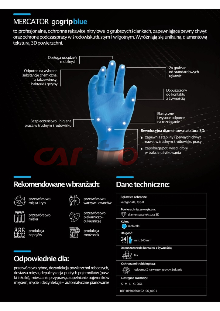 Rękawice nitrylowe niebieskie Mercator GoGrip Blue 50 sztuk rozmiar L