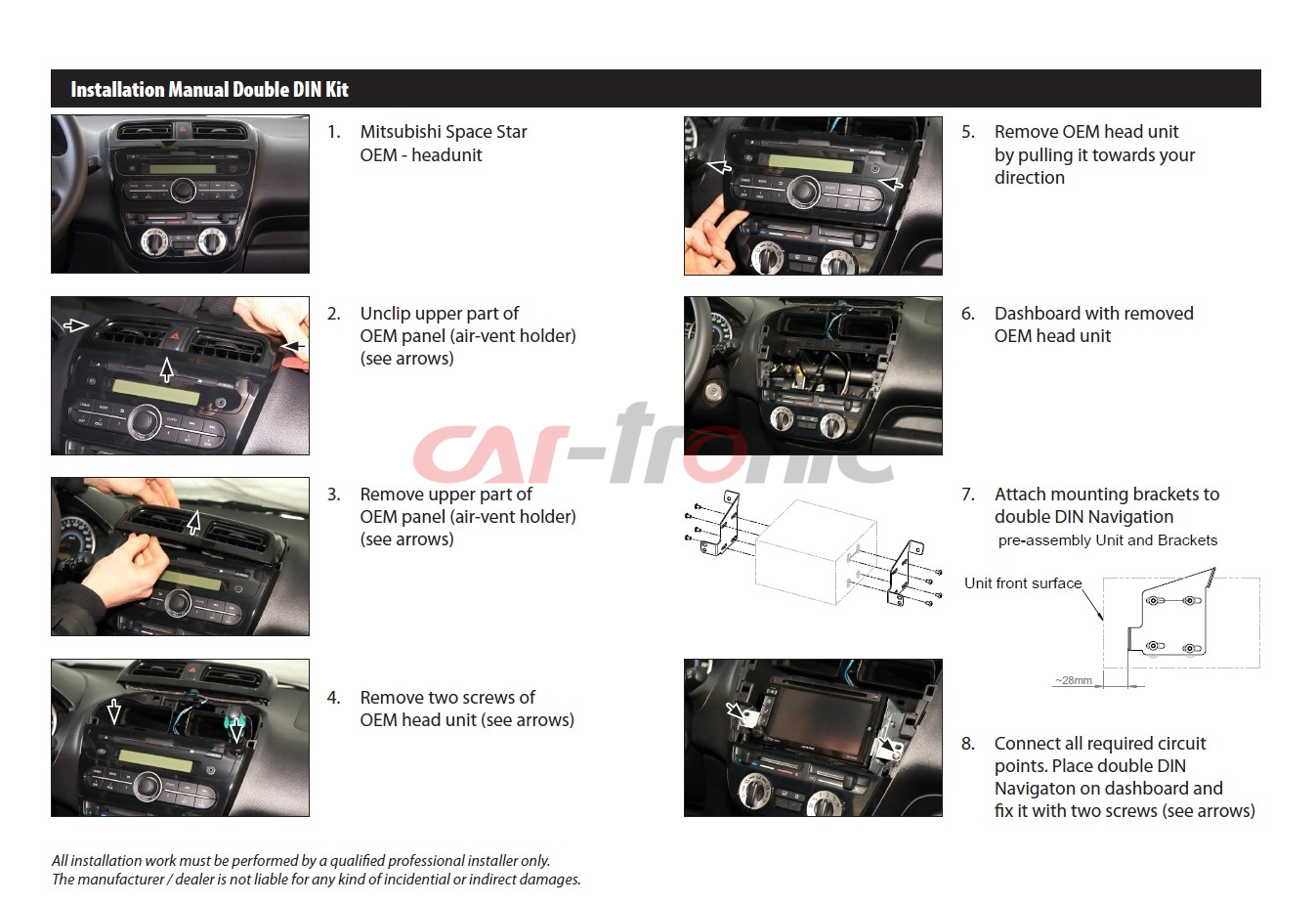 Ramka radiowa 2 DIN Mitsubishi Mirage 02/2013 ->, Space Star (A00) 02/2013->