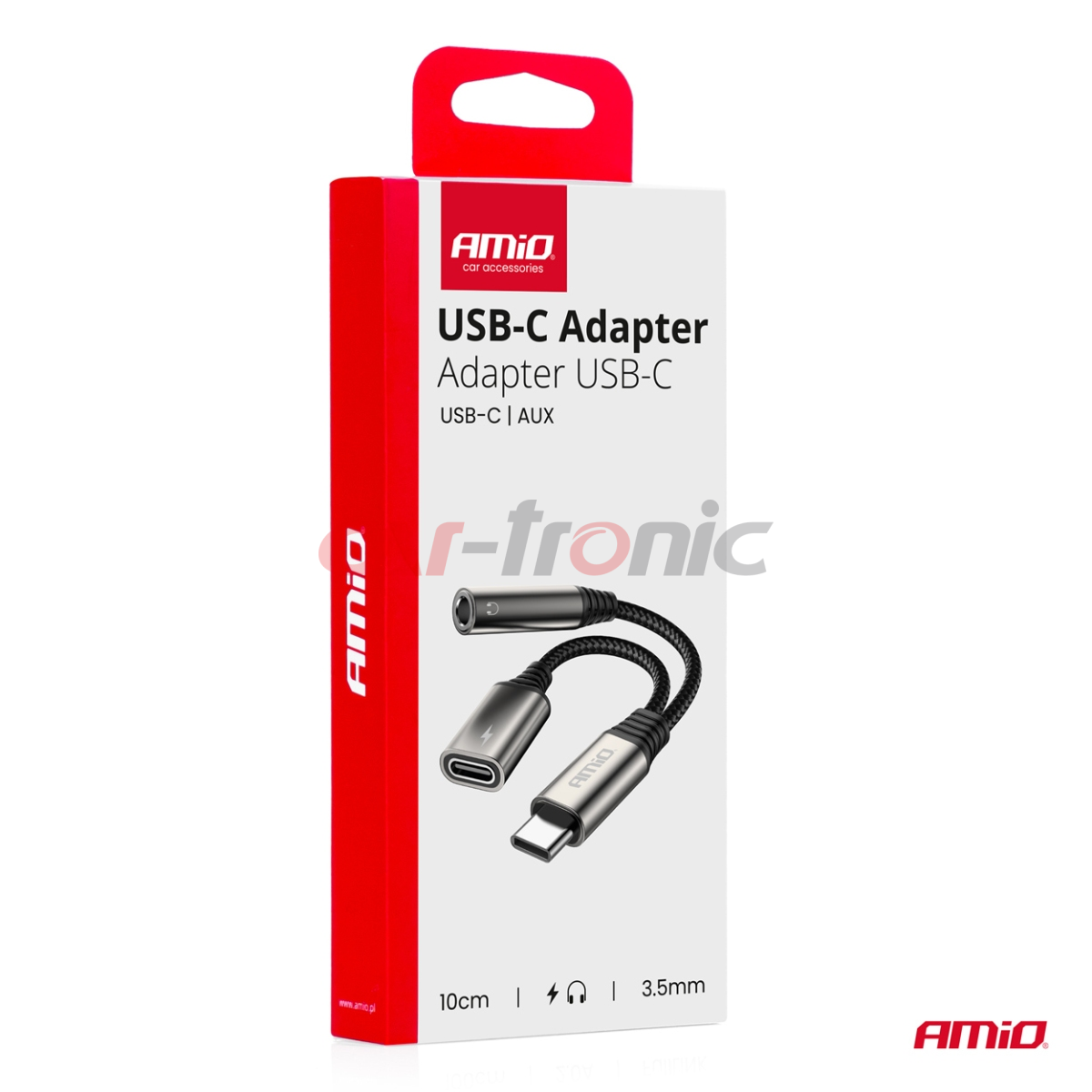 Adpater rozgałęźnik USB-C na USB-C + Mini Jack 3.5mm 10cm AMIO-04295