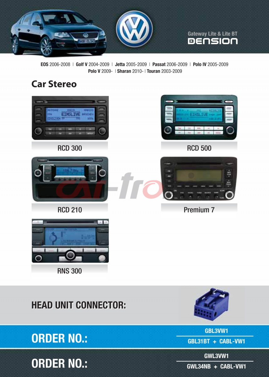 Cyfrowa zmieniarka Dension Bluetooth,USB,iPod,iPhone,AUX - Seat,Skoda,VW 12 pin