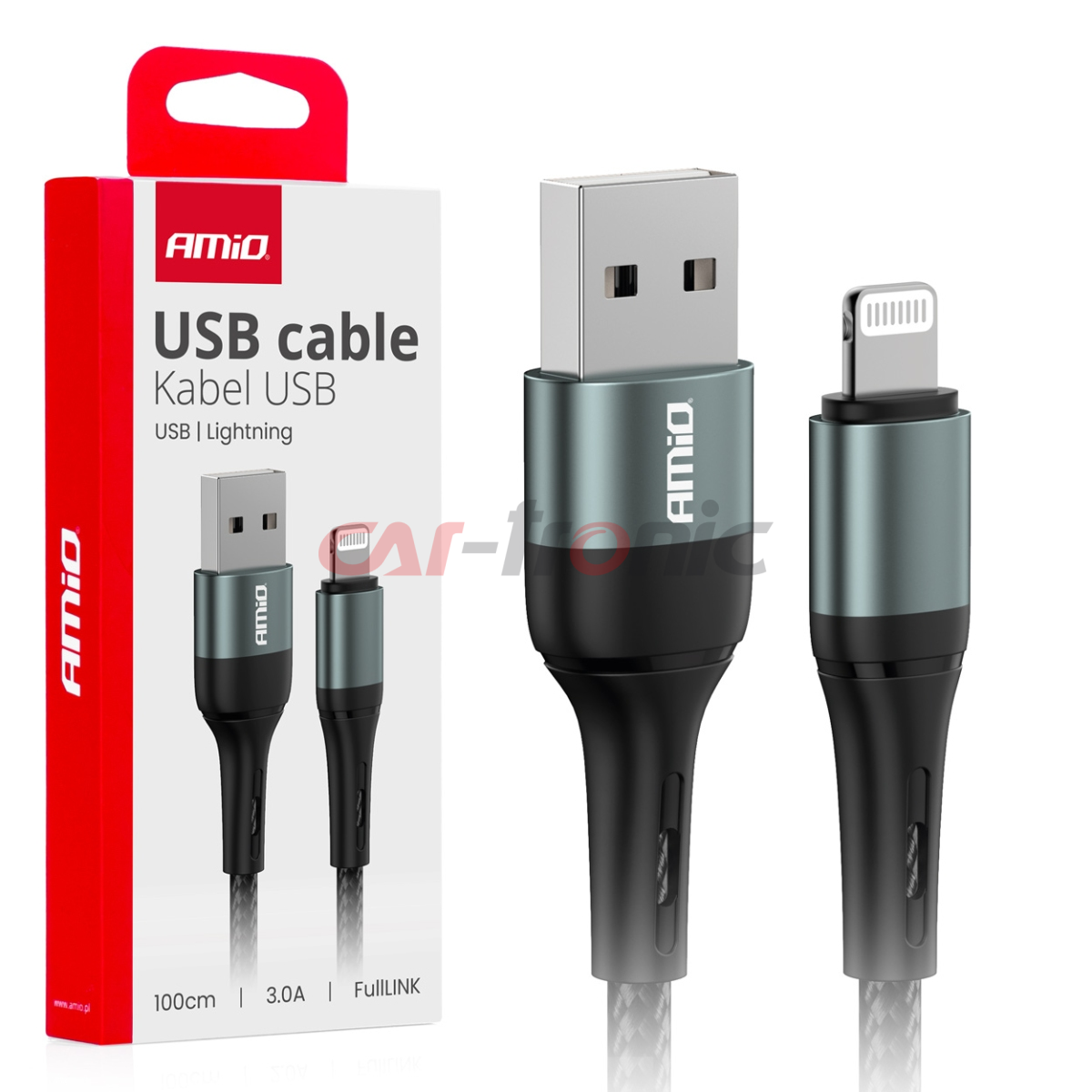 Kabel do ładowania USB-A - LIGHTNING IPHONE 3A 100cm FullLINK AMIO-03913