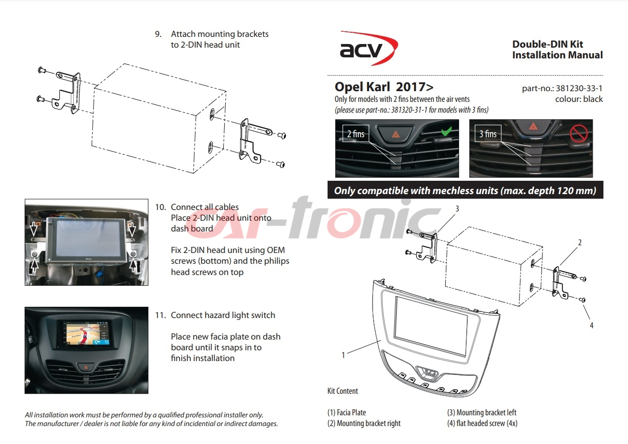 Ramka radiowa 2 DIN Kia Opel Karl 2017->