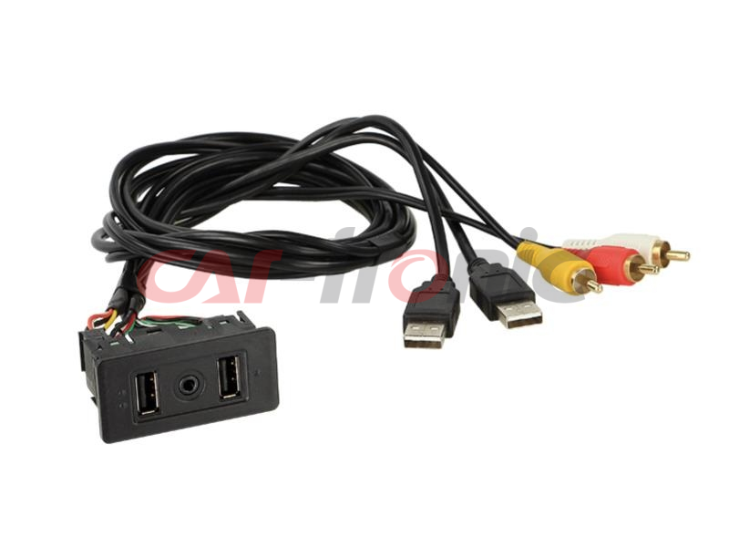 Gniazdo samochodowe USB / RCA> 2x USB / 1xAUX