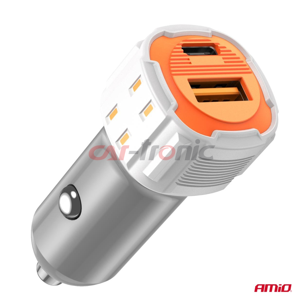 Ładowarka samochodowa USB-A+ USB-C 20W AMIO-03882