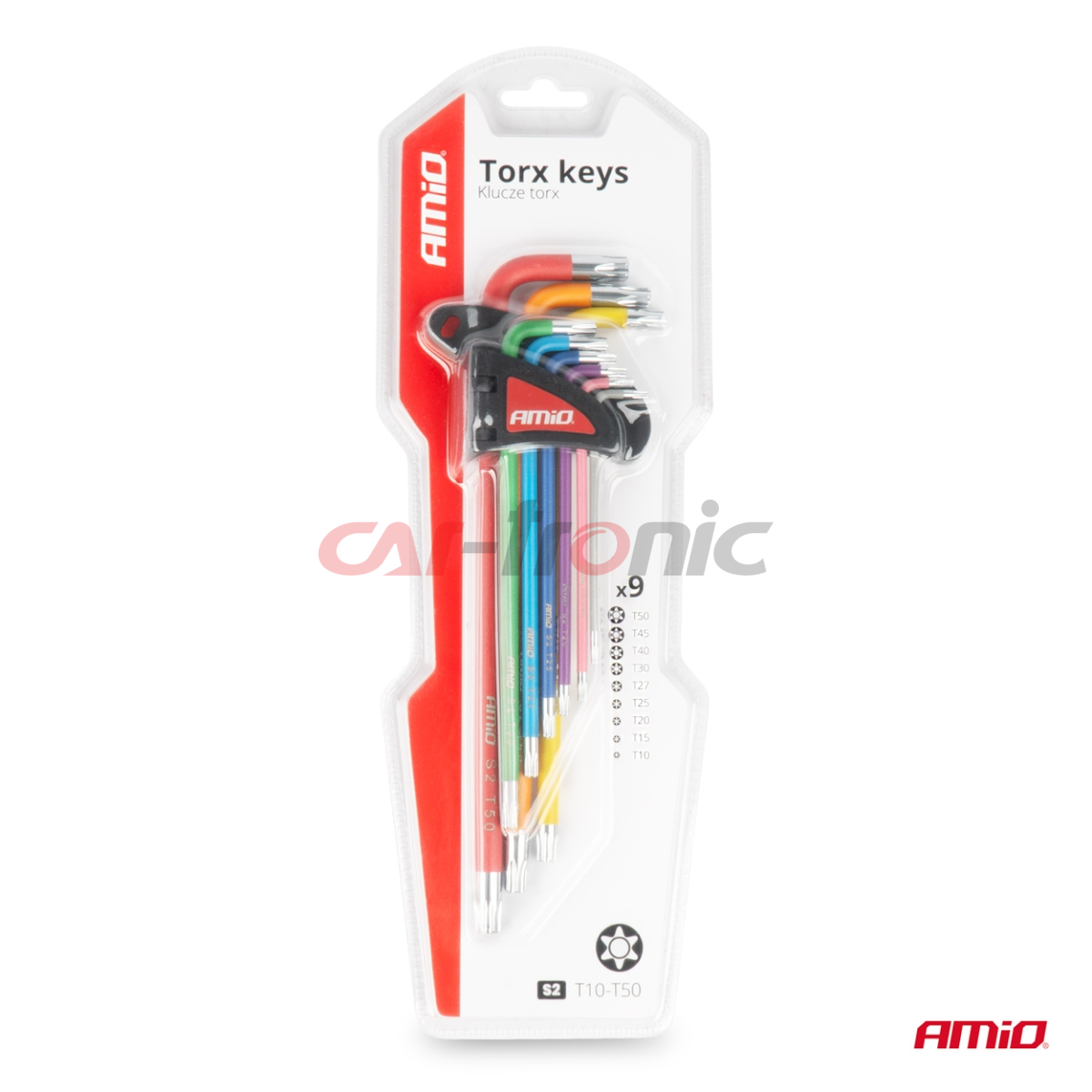 Klucze TORX extra długie zestaw imbusy zestaw 9 szt. S2 AMIO-04301