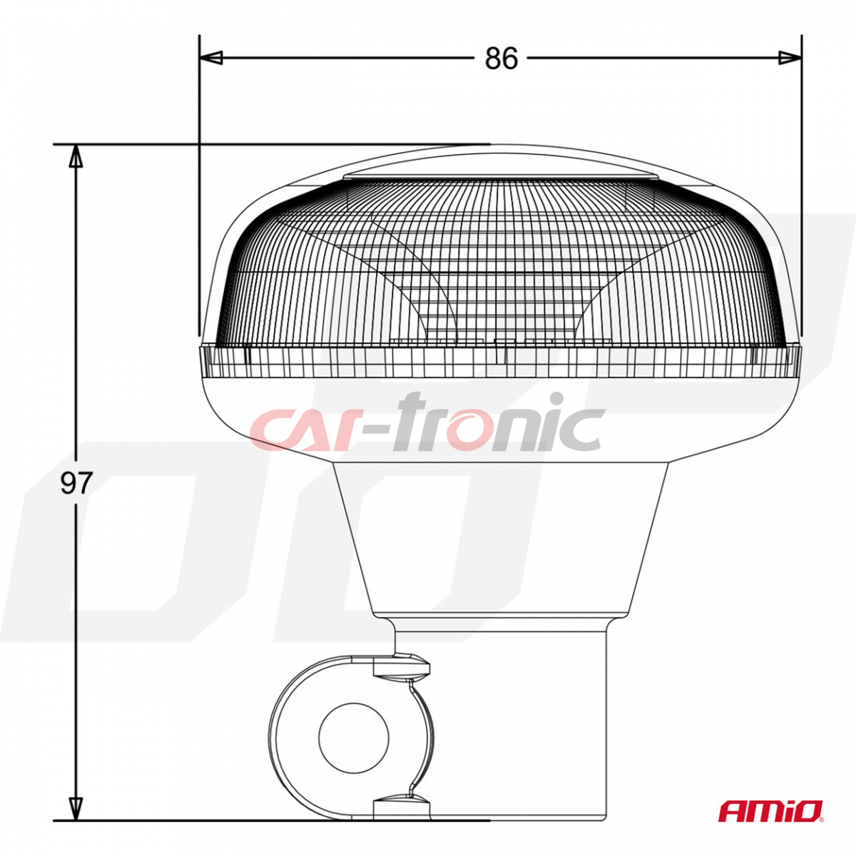 Lampa ostrzegawcza błyskowa mini kogut 18 LED R65 R10 12V 24V W21p AMIO-02922