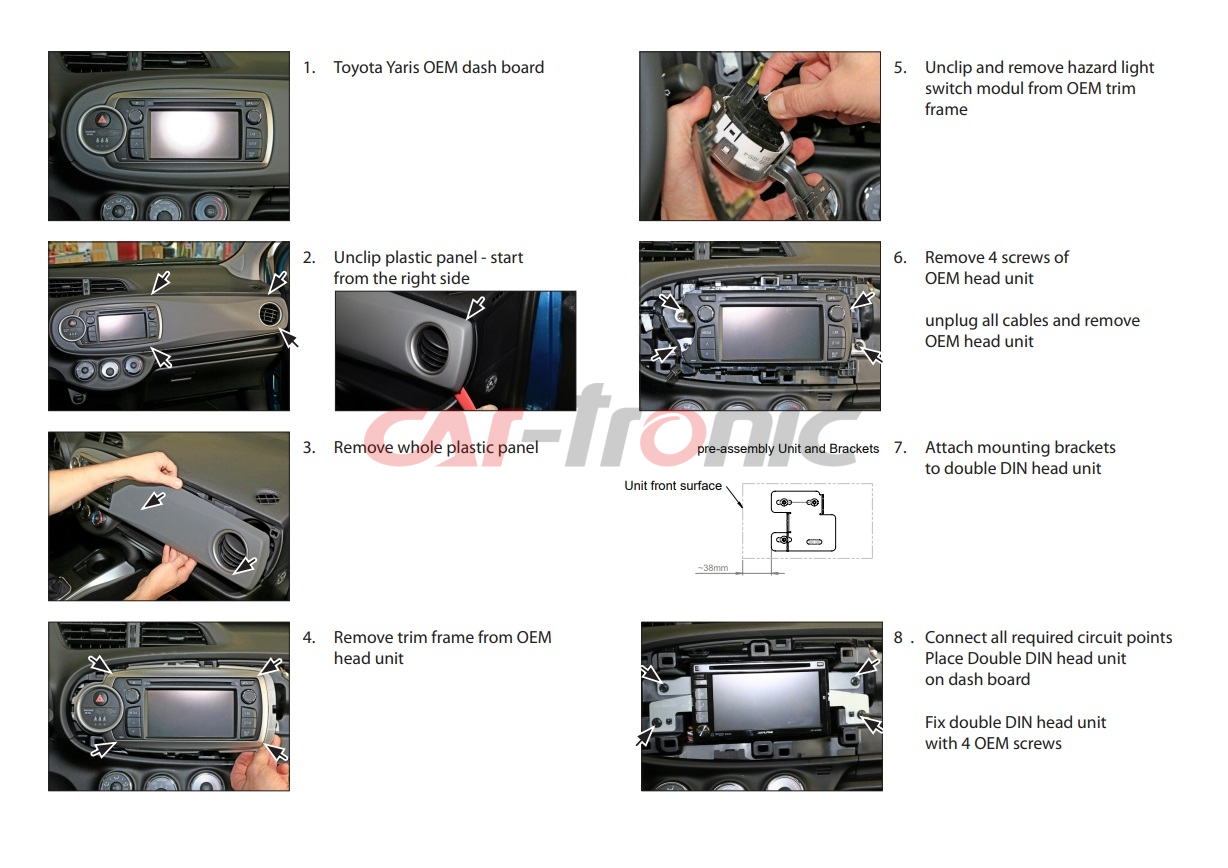 Ramka radiowa 2 DIN Toyota Yaris (XP13) 10/2011 - 02/2020 czarna