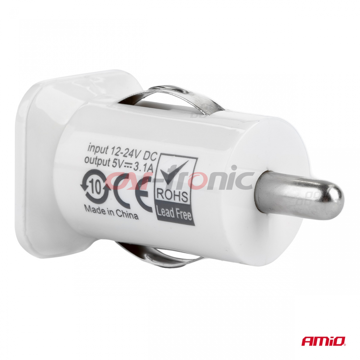 Ładowarka samochodowa 2x USB biała PCH-01 AMIO-01026