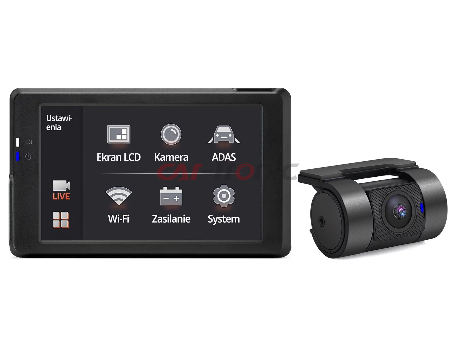 Wideorejestrator FineVu GX7000 - rejestrator QHD+FHD LCD GPS radary, karta 32GB