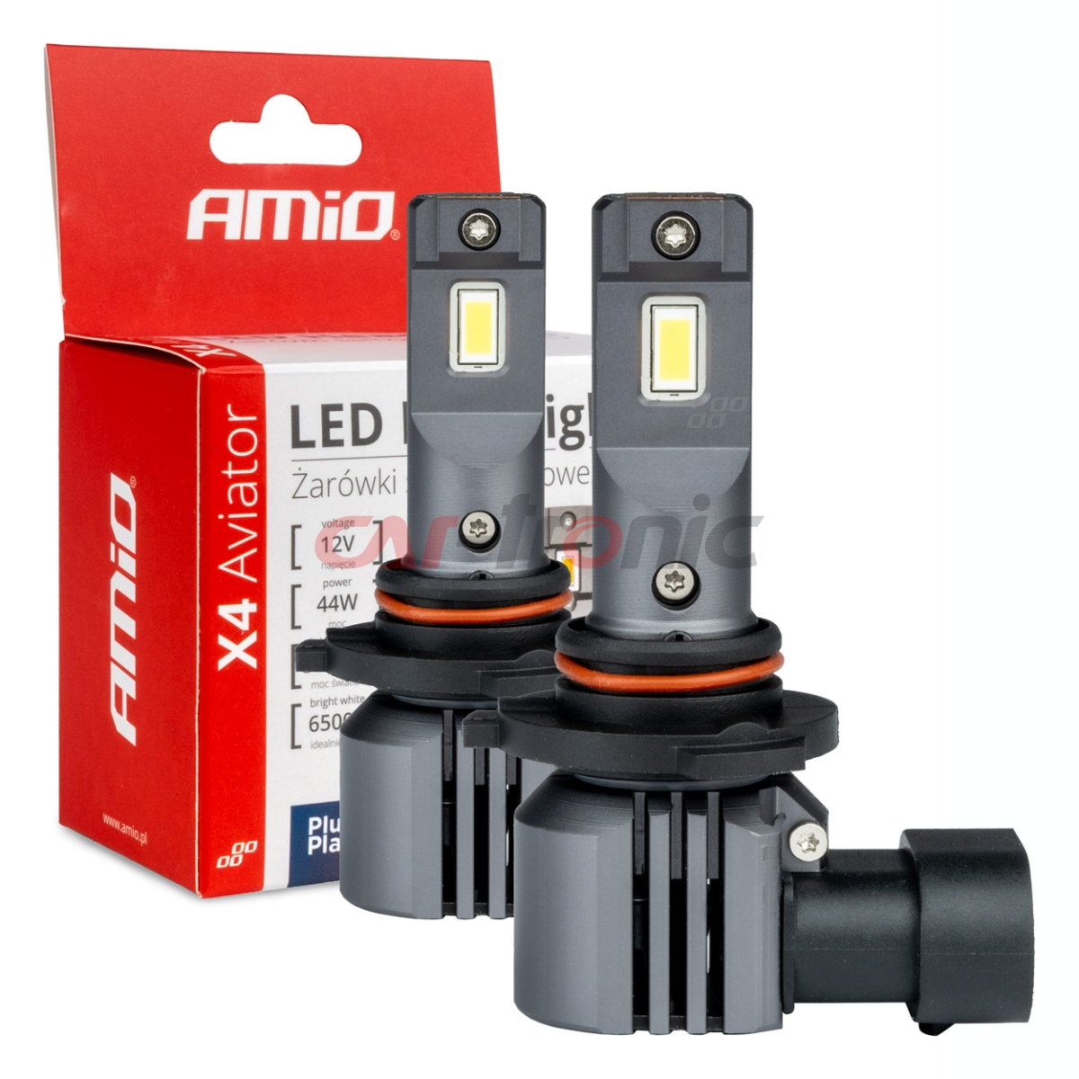 Żarówki samochodowe LED seria X4 Aviator HB3 9005 HIR1 9011 H10 6500K Canbus AMIO-03766