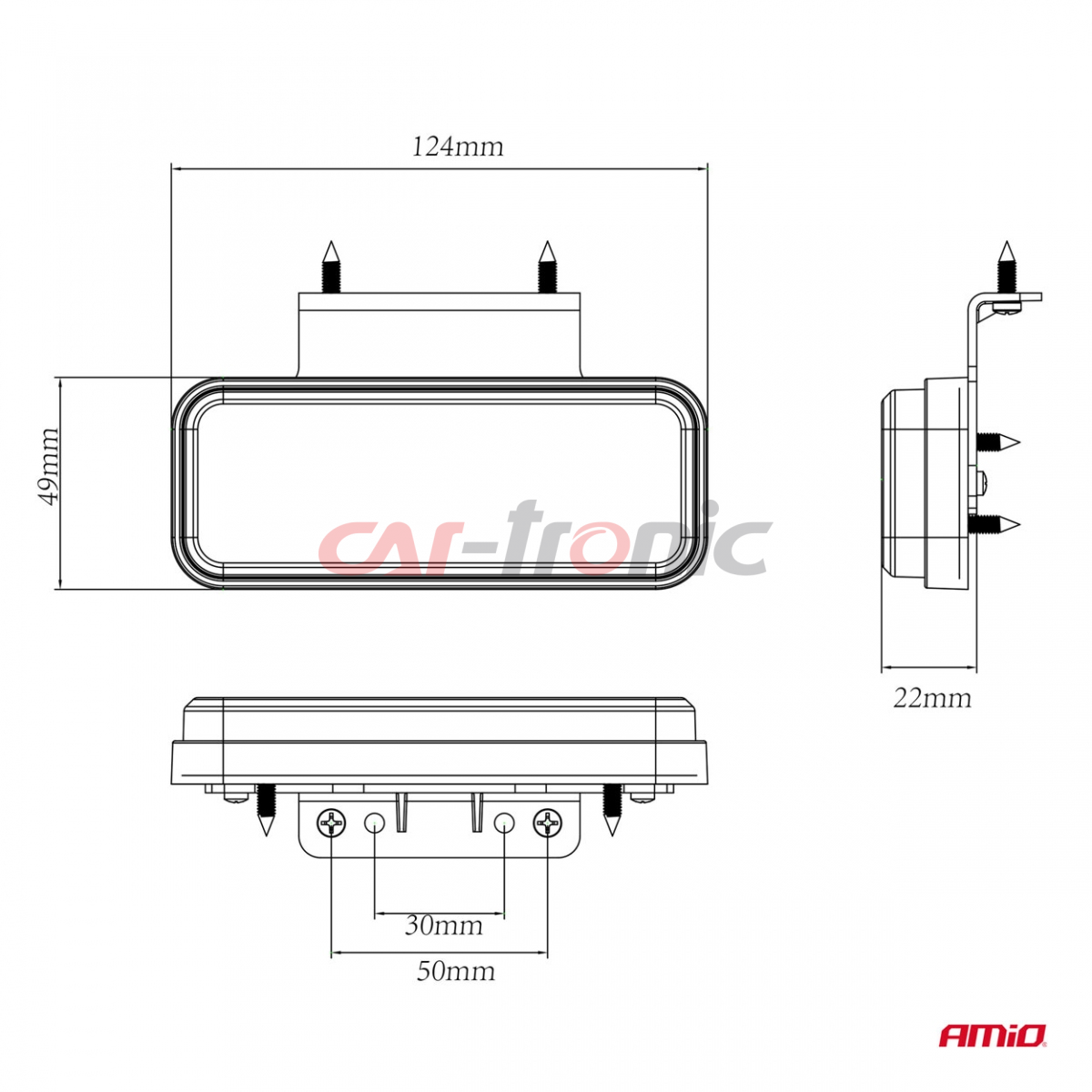 Lampa obrysowa LED OM-02-W prostokątna biała AMIO-02377