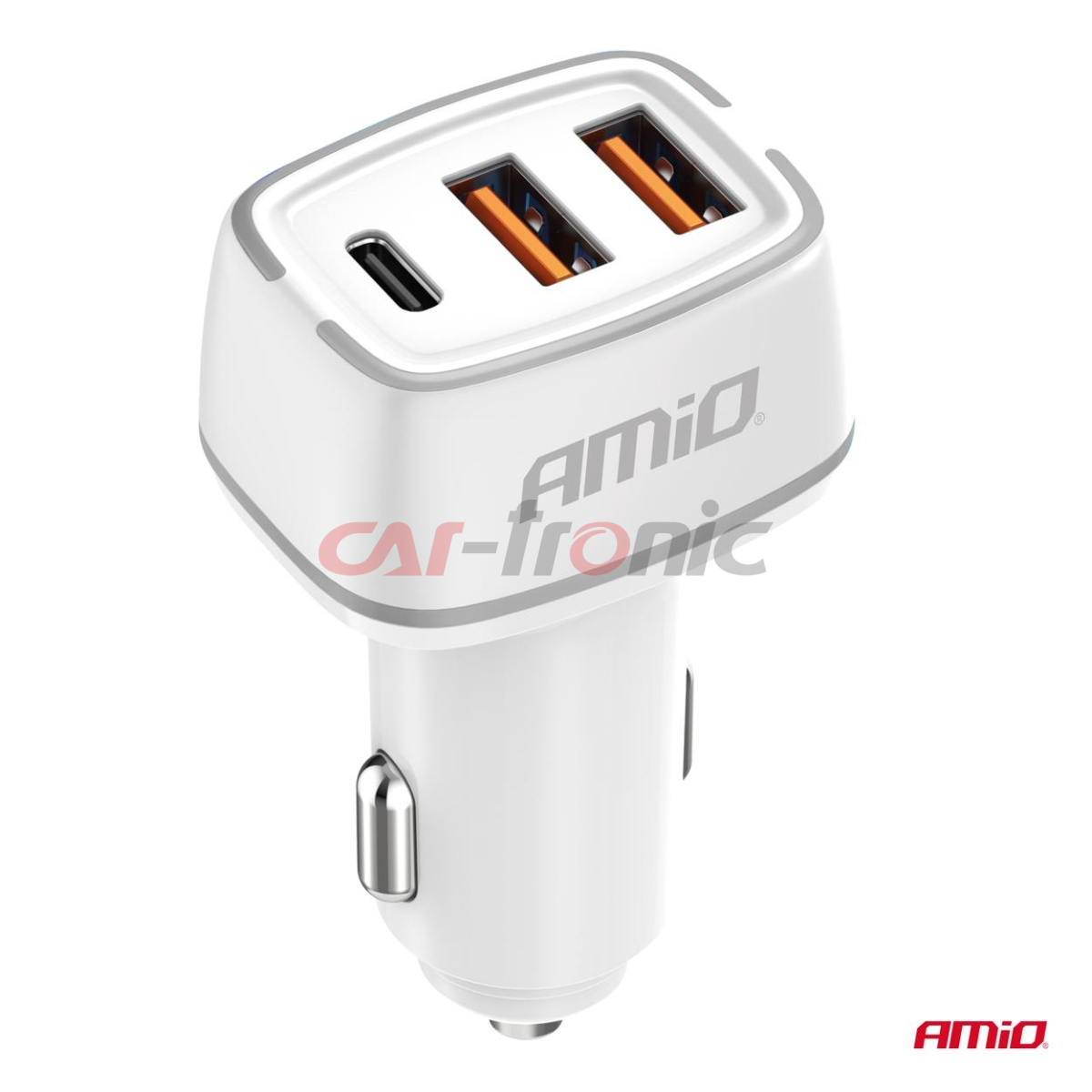 Ładowarka samochodowa 2x USB-A + USB-C 32W AMIO-03890