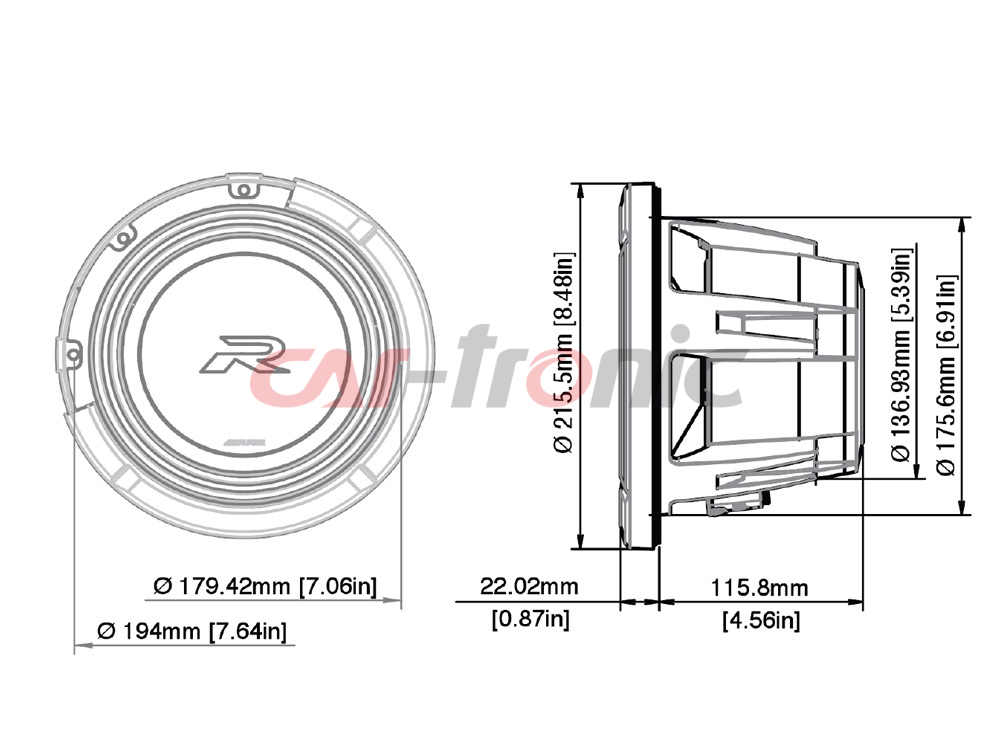 Głośnik niskotonowy ALPINE R2-W8D4 350W RMS 4 + 4 Ohm 20cm