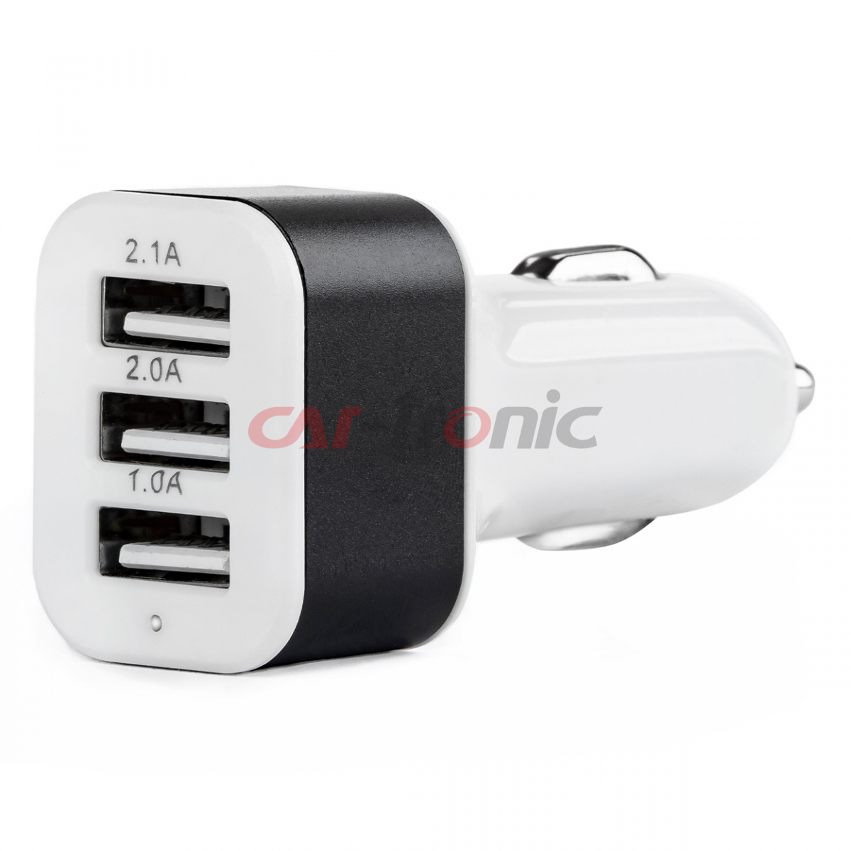 Ładowarka samochodowa 3x USB biała PCH-03 AMIO-01027