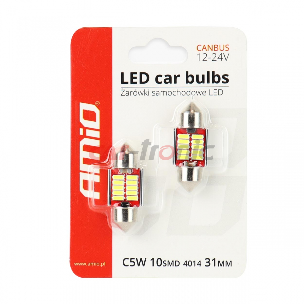 LED CANBUS 4014 10SMD Festoon C5W C10W C3W 31mm White 12V 24V AMIO-02188