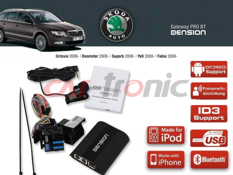 Dension Pro BT,AUX,USB,iPod,iPhone,ID3 - VW Skoda RCD310/510