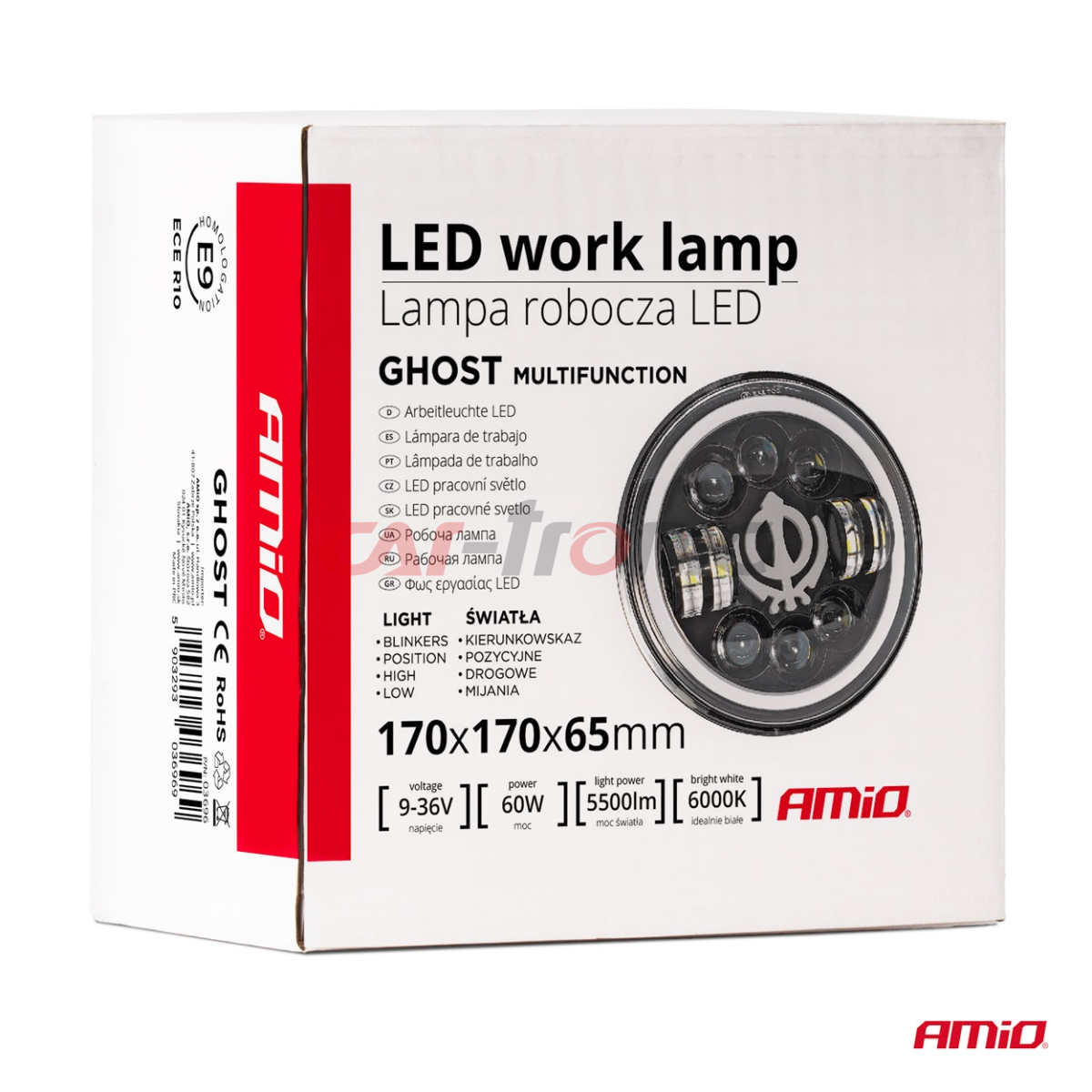 Lampa robocza LED GHOST duch dodatkowa ozdobna 12V 24V AMIO-03696