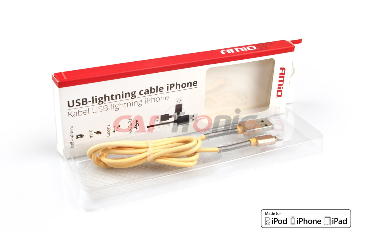 Kabel USB na Lightning iPhone iPad FullLINK 1 m 2.4A AMIO-01432