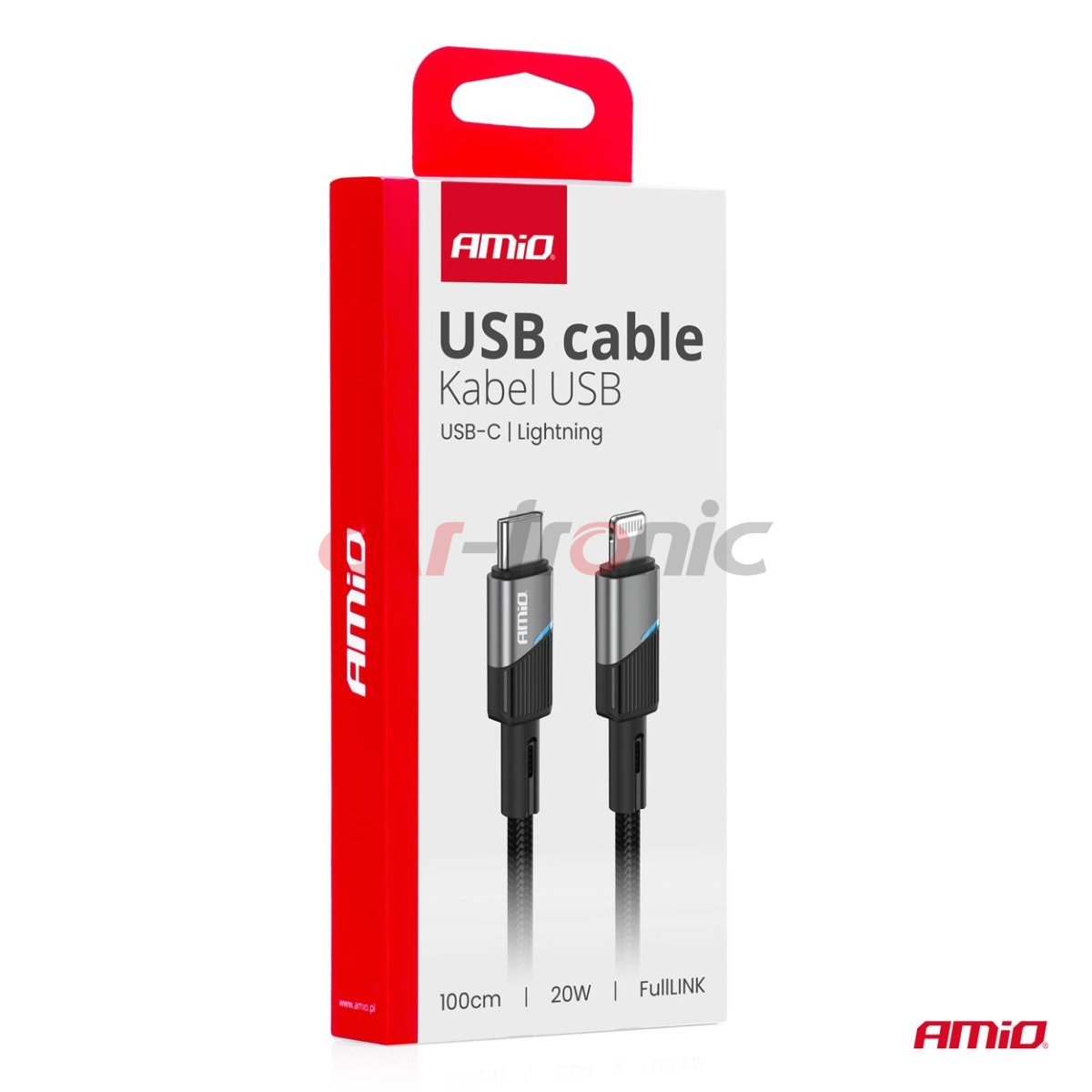 Kabel do ładowania USB-C - IPHONE LIGHTNING 20W 100cm AMIO-03928