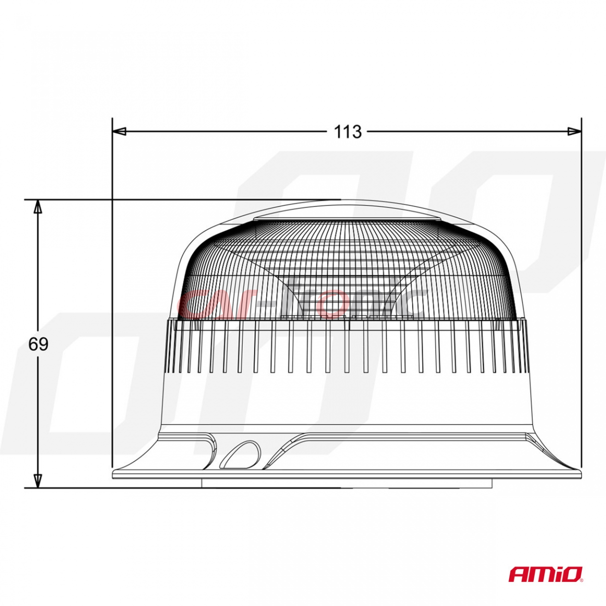 Lampa ostrzegawcza błyskowa mini kogut 18 LED magnes R65 R10 12V 24V W21ml AMIO-02924