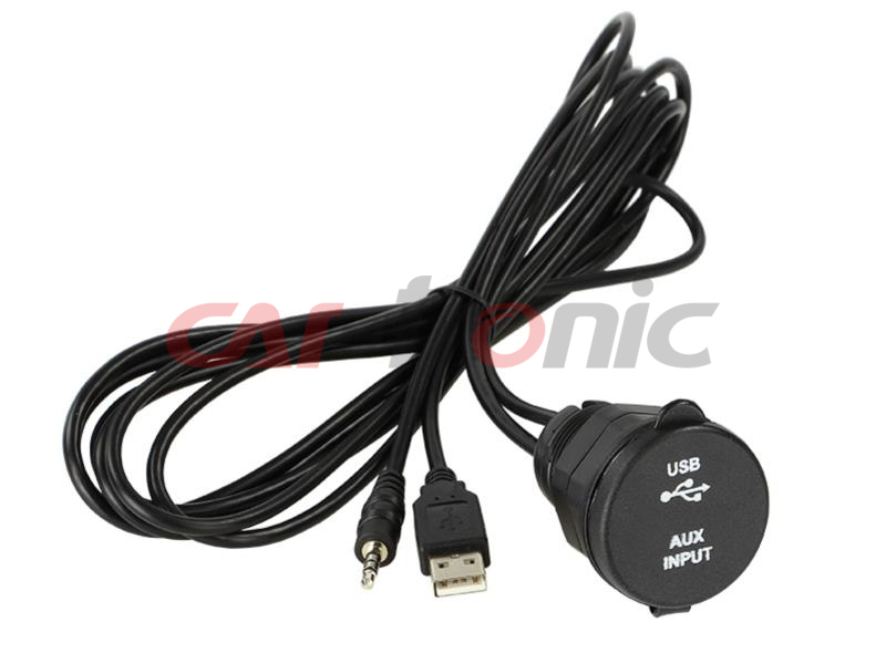 Gniazdo samochodowe USB A, Jack 3,5 mm do montażu 5V/1x2,1A wodoodporne